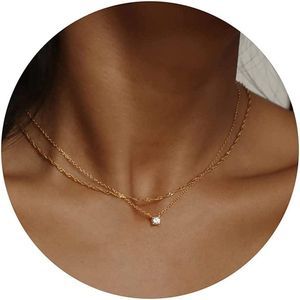 Tewiky Diamond Necklaces for Women, Dainty Gold Necklace